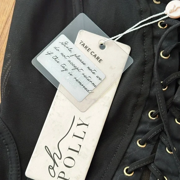 Oh Polly Black Lace-Up Dress - Picture 3 of 7